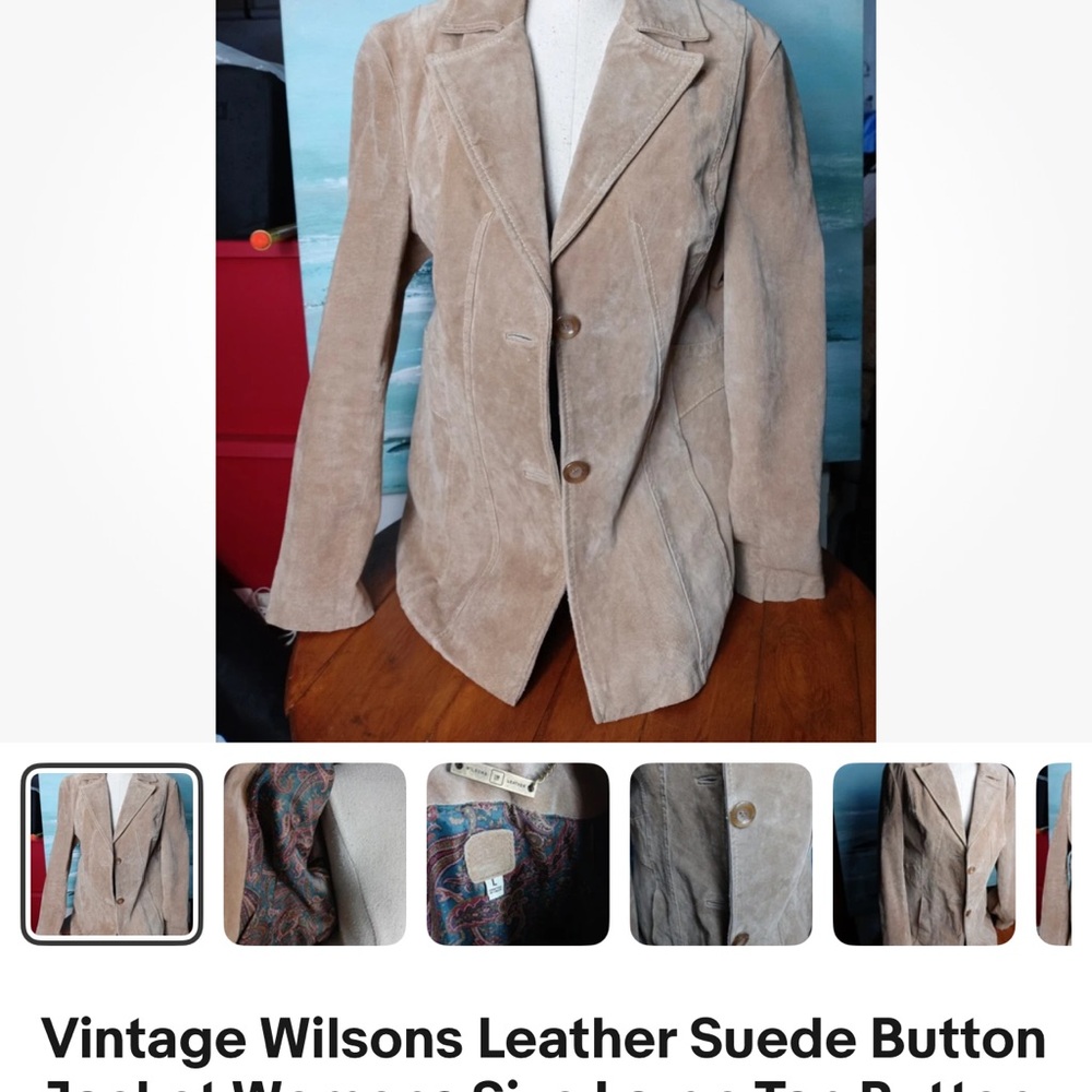 Wilsons Leather Tan Suede Two-Button Blazer